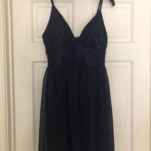 Navy Windsor Mini Dress Prom Winterformal homecoming